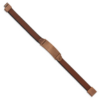 Stainless Steel Brushed Brown IP-plated Brown Leather ID Bracelet for Men