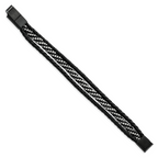 Stainless Steel Brushed & Polished Black IP Leather with . ext Bracelet