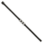 Stainless Steel Polished Black IP with Rubber Black Leather Bracelet