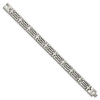 Stainless Steel Brushed with Polished Beads Inlay Link Bracelet for Men