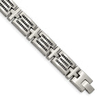 Stainless Steel Brushed with Polished Beads Inlay Link Bracelet for Men