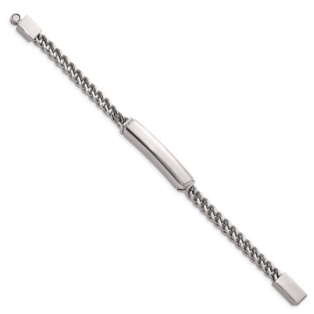 Stainless Steel Polished Heavy Wheat ID Bracelet for Men