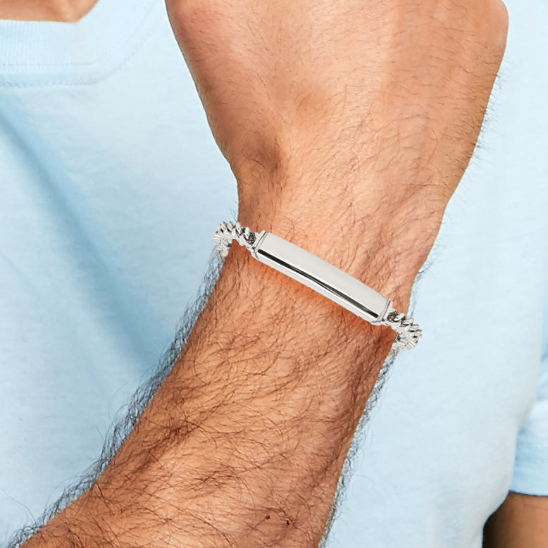 Stainless Steel Polished Heavy Wheat ID Bracelet for Men
