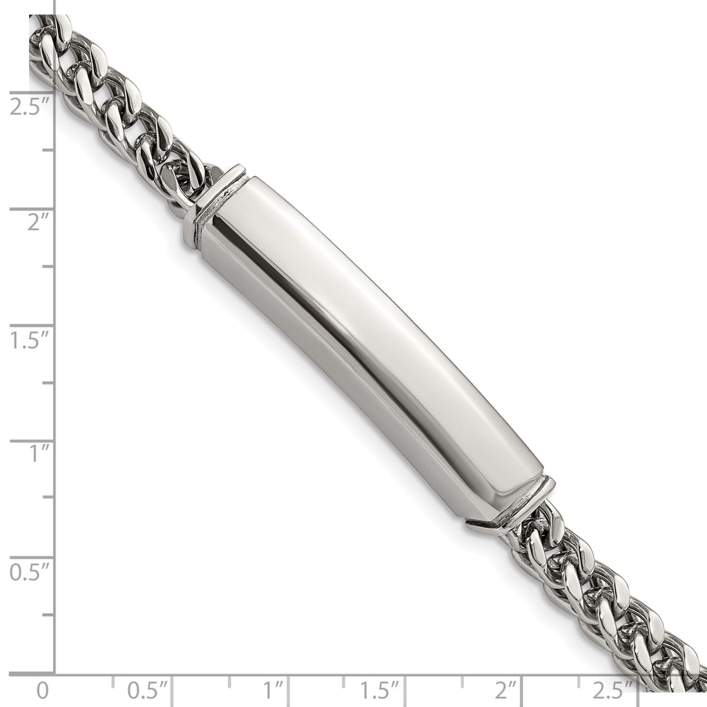 Stainless Steel Polished Heavy Wheat ID Bracelet for Men