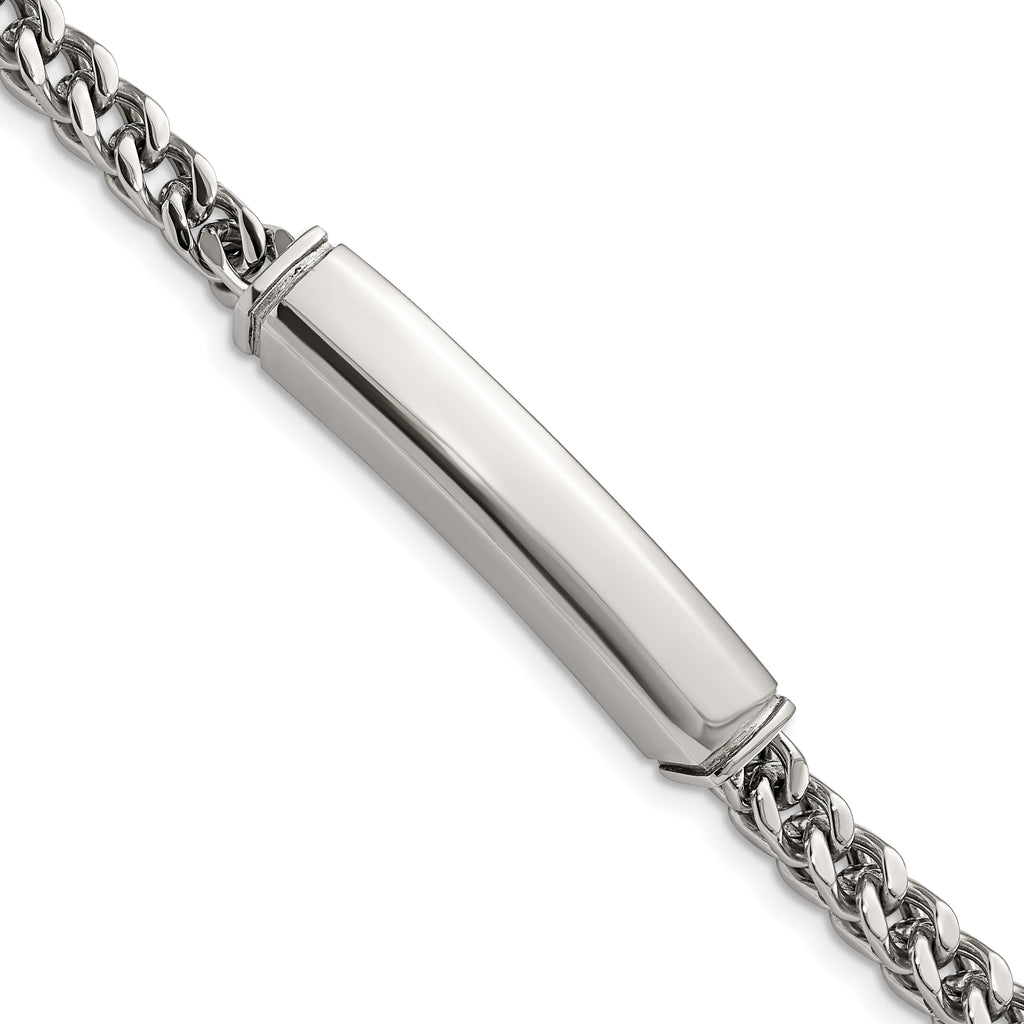 Stainless Steel Polished Heavy Wheat ID Bracelet for Men