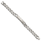 Stainless Steel Brushed and Polished Curb Chain ID Bracelet for Men
