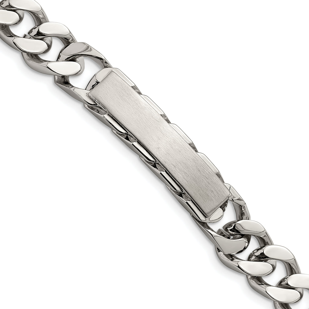 Stainless Steel Brushed and Polished Curb Chain ID Bracelet for Men