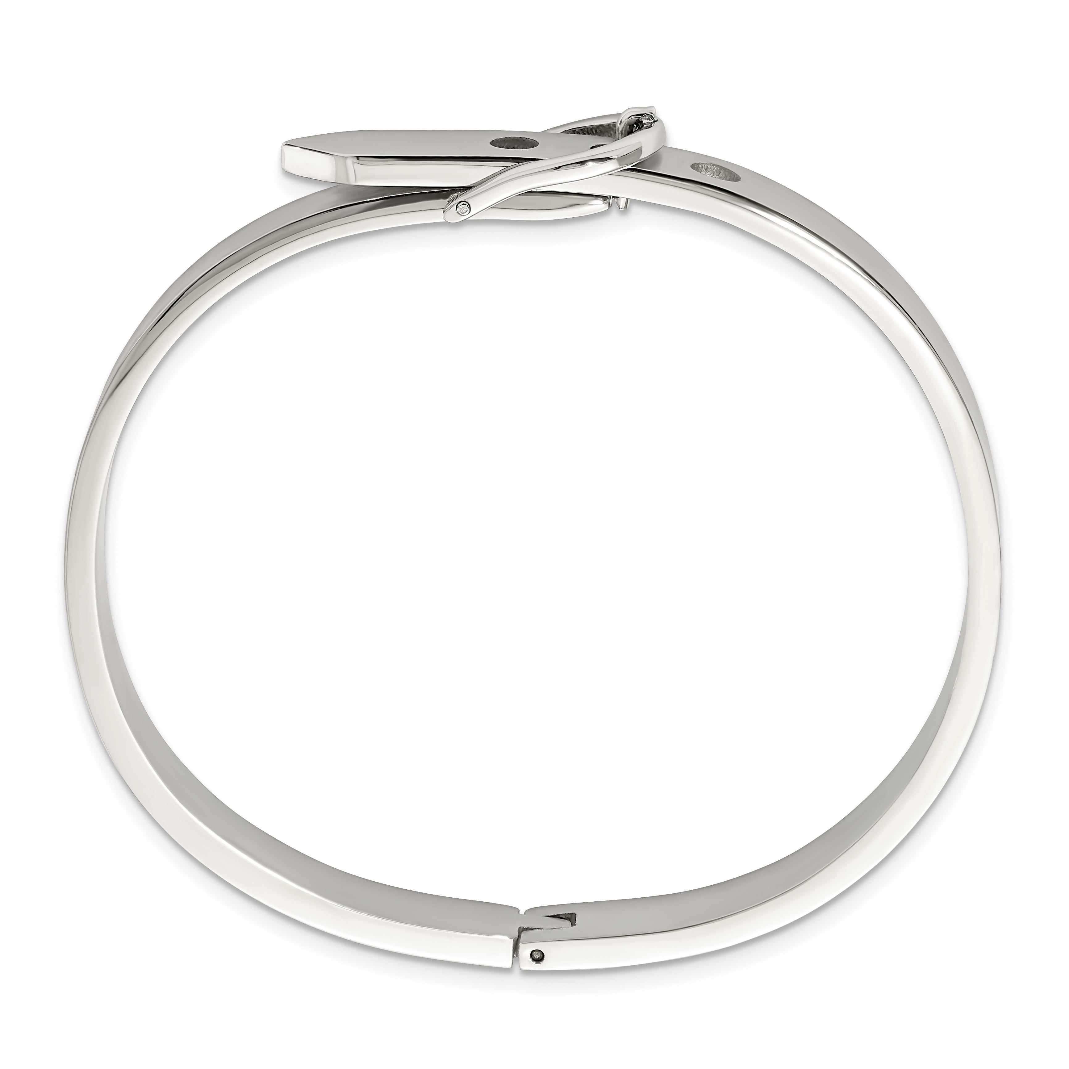 Stainless Steel Brushed and Polished Belt Hinged Bracelet for Women Secondary image