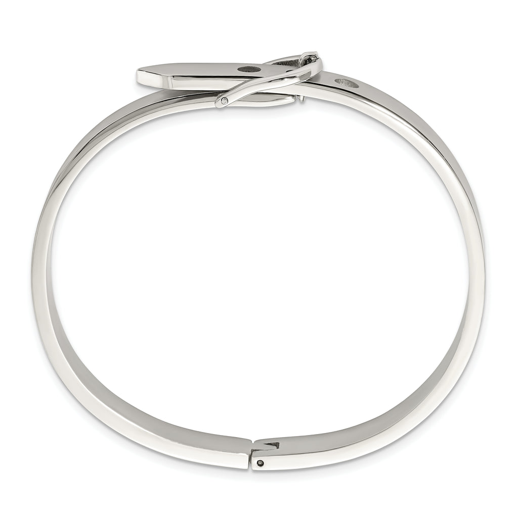 Stainless Steel Brushed and Polished Belt Hinged Bracelet for Women