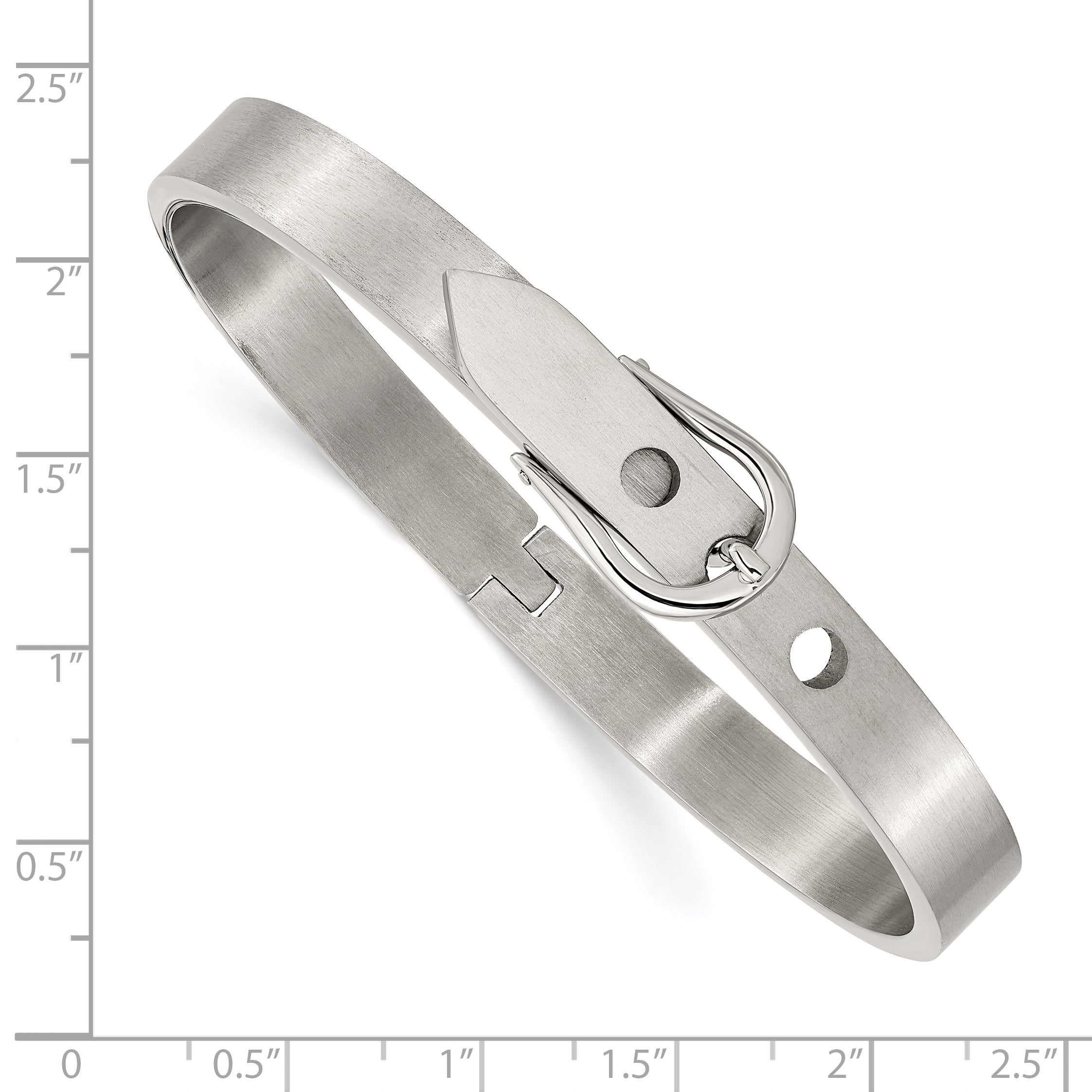 Stainless Steel Brushed and Polished Belt Hinged Bracelet for Women