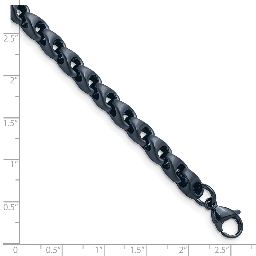 Stainless Steel Brushed Dark Grey/Blue IP-plated 5.75mm Bracelet for Men