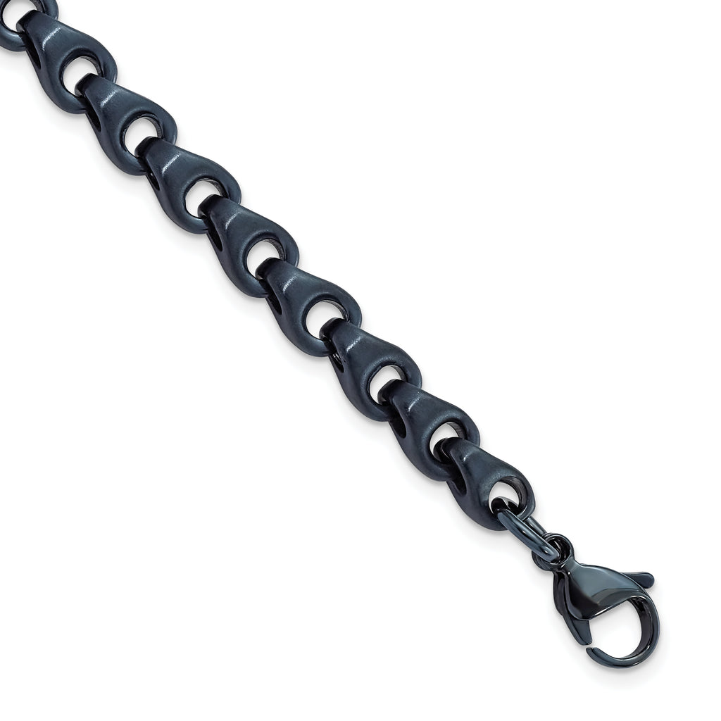 Stainless Steel Brushed Dark Grey/Blue IP-plated 5.75mm Bracelet for Men
