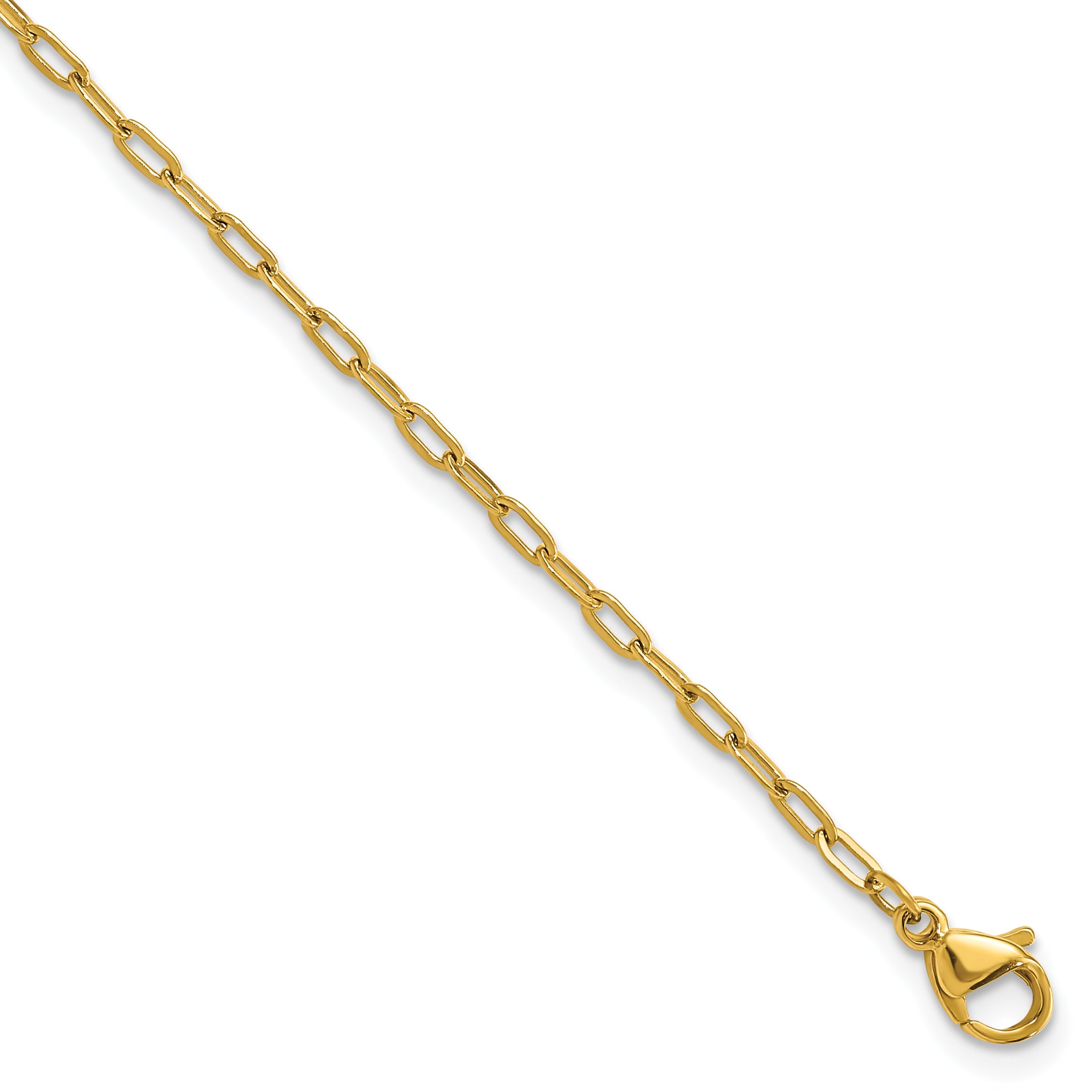 Chisel Stainless Steel Polished Yellow IP-plated Enlongated Open Paperclip Link 7.25 inch Chain Bracelet Main image