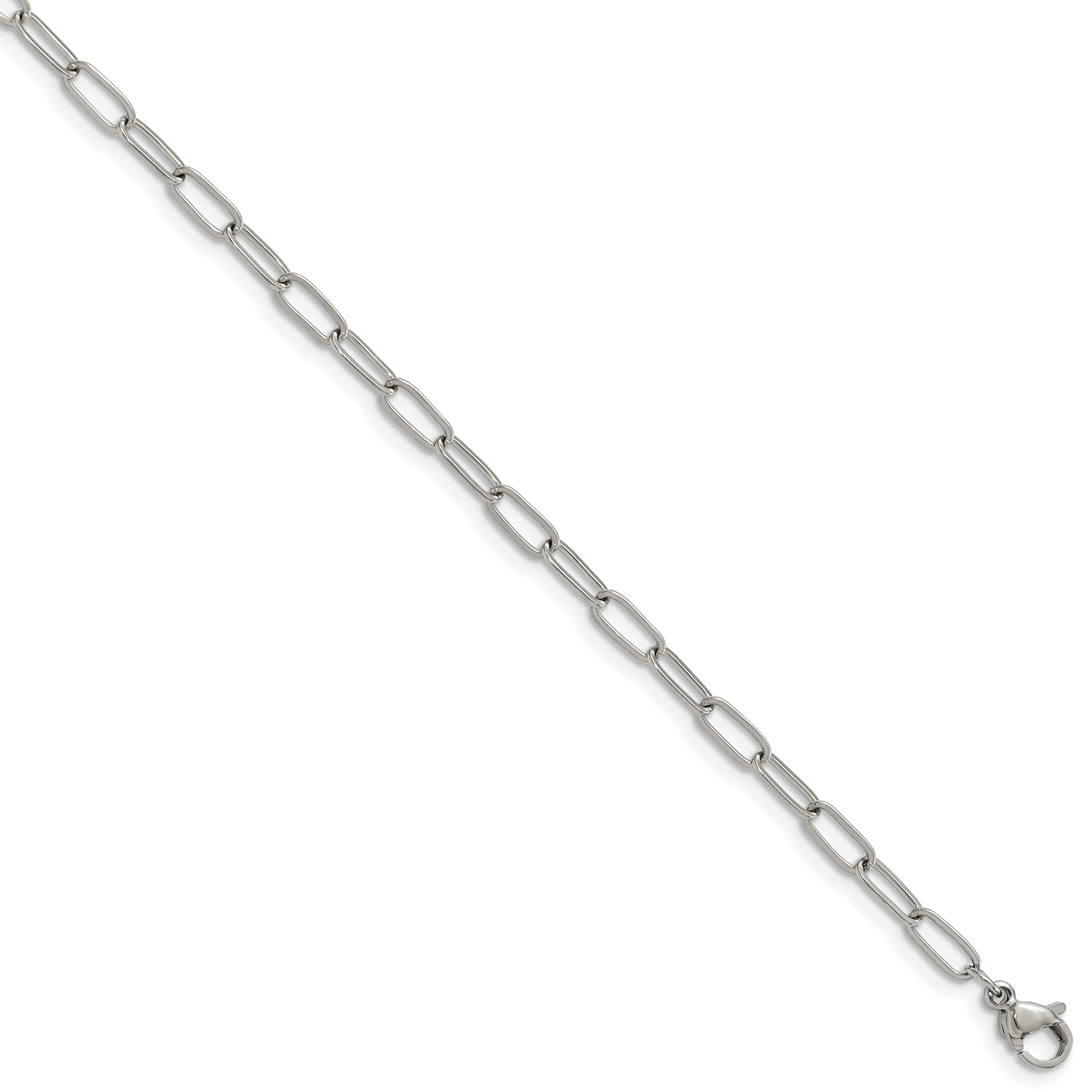 Chisel Stainless Steel Polished Elongated Open Link Paperclip 6.5 inch + 1.25 inch Bracelet Main image