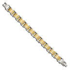 Stainless Steel Brushed and Polished Yellow IP-plated Link Bracelet for Men