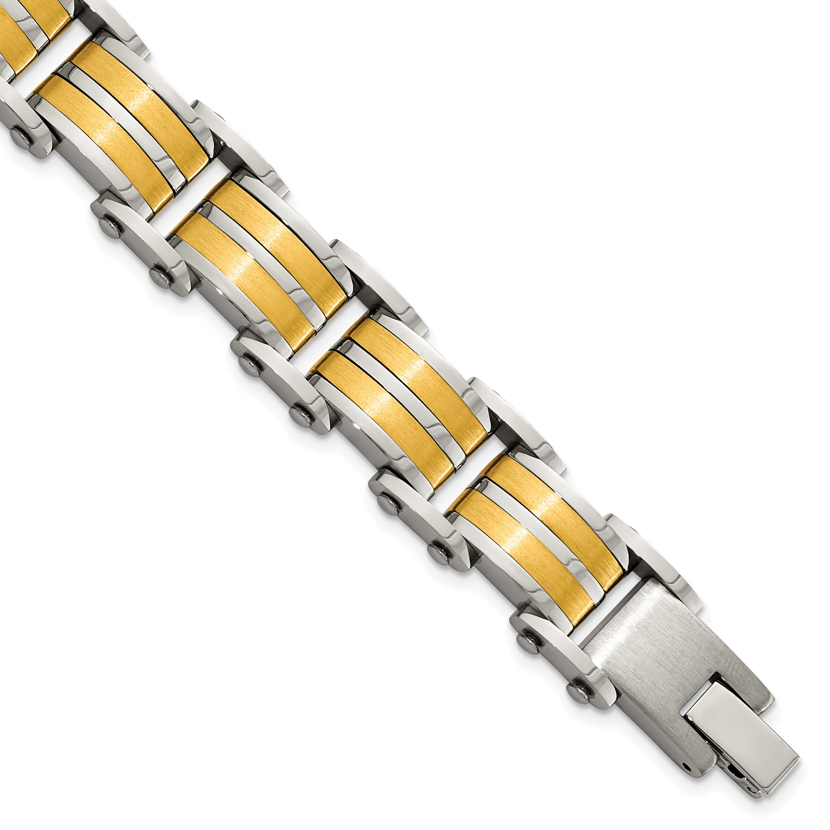 Chisel Stainless Steel Brushed and Polished Yellow IP-plated 8.25 inch Link Bracelet Main image