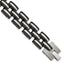 Stainless Steel Brushed and Polished with Black Rubber Link Bracelet for Men