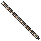 Stainless Steel Brushed and Polished Black and Rose IP-plated with Black Carbon Fiber Inlay Link Bracelet for Men