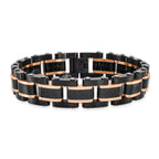 Carbon Fiber Inlay Link Bracelet in Stainless Steel, 15mm, 8.5 in - Sophia Jewelers