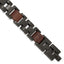 Wood Inlay Link Bracelet in Black Stainless Steel, 15mm × 8" - Sophia Jewelers