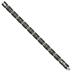 Stainless Steel Brushed and Polished Black and Rose IP-plated Reversible Bracelet with . Extension