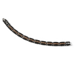 Stainless Steel Brushed and Polished Black and Rose IP-plated Reversible Bracelet with . Extension