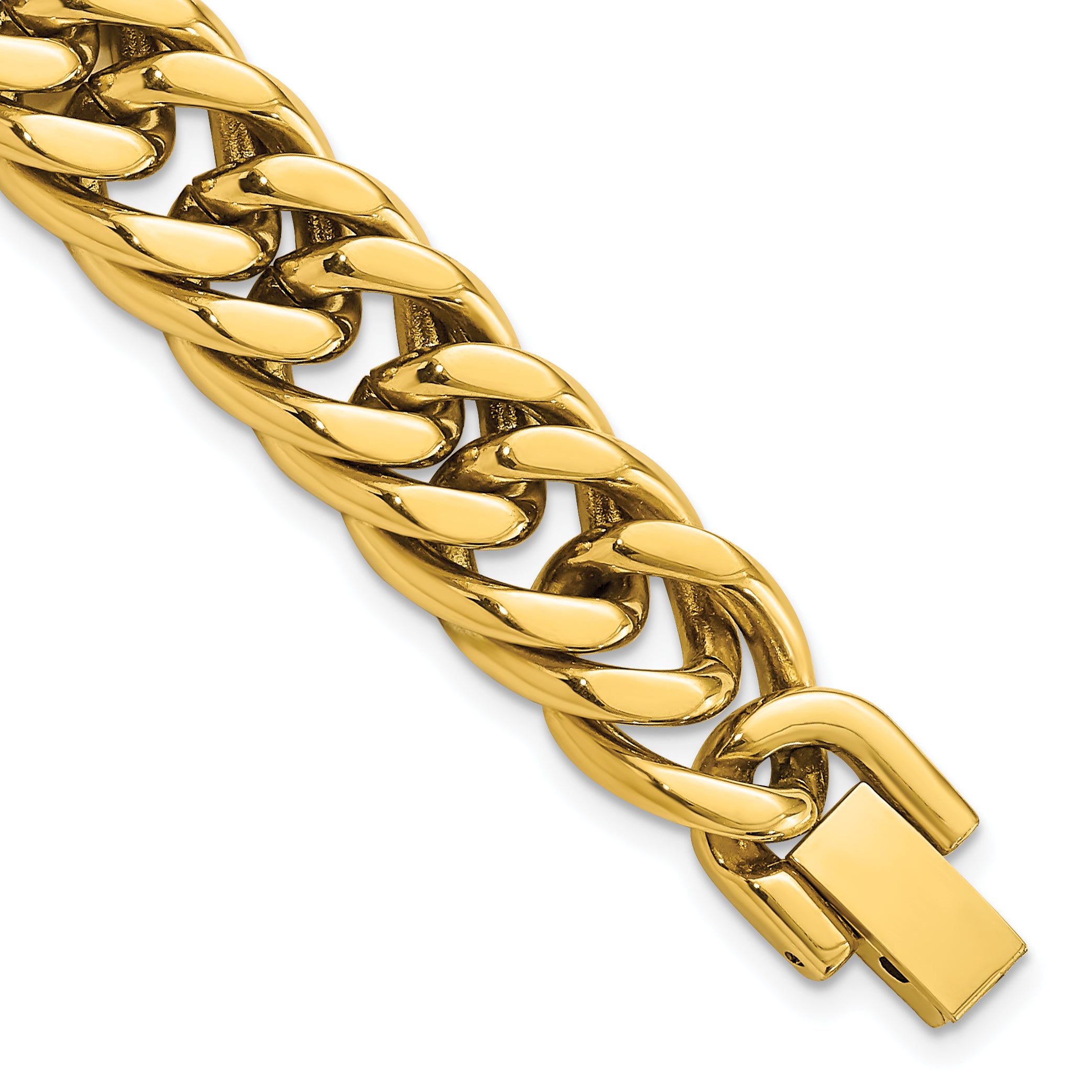 Chisel Stainless Steel Polished Yellow IP-plated 12mm 8.5 inch Heavy Curb Link Bracelet Main image