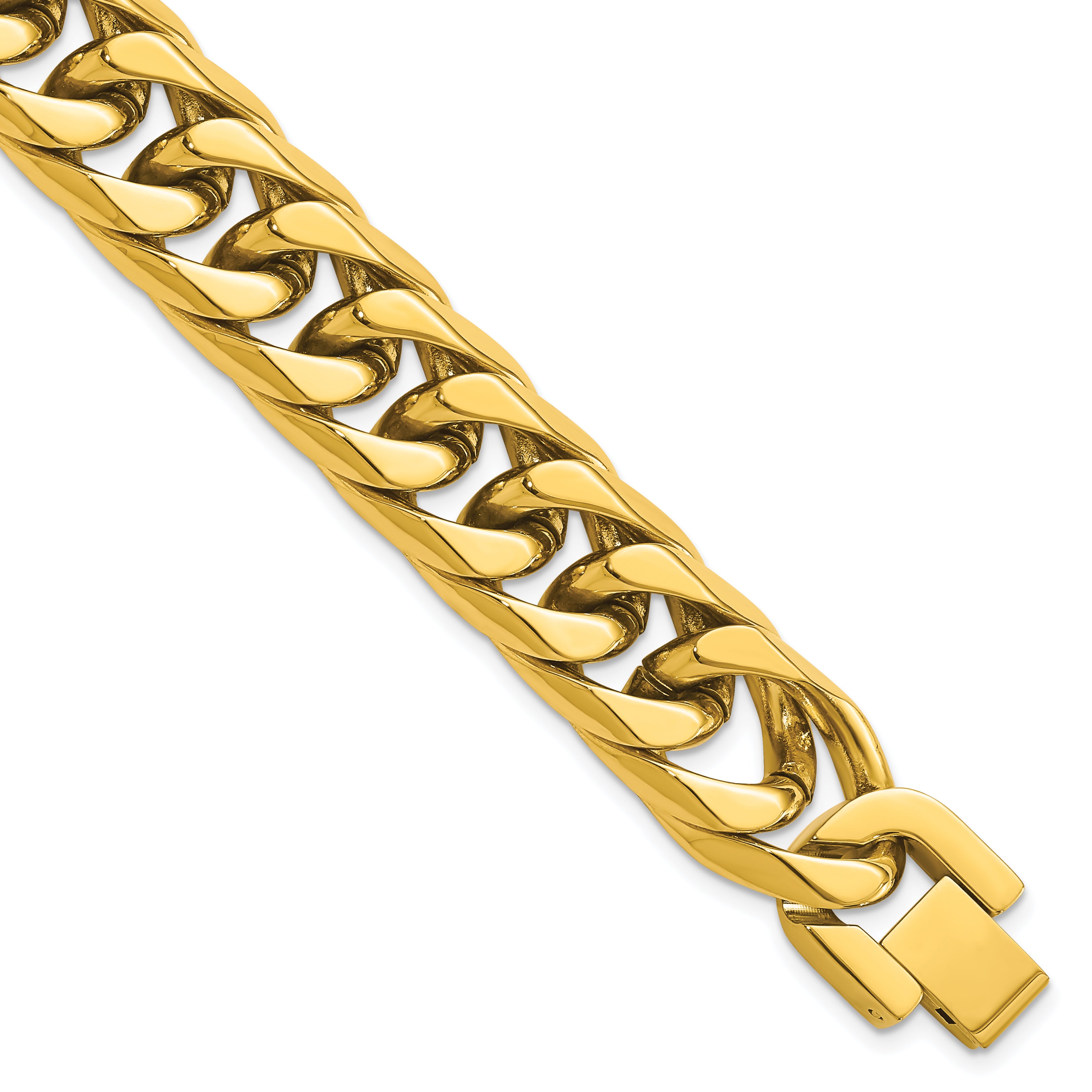 Chisel Stainless Steel Polished Yellow IP-plated 16mm 8.5 inch Heavy Curb Link Bracelet Main image