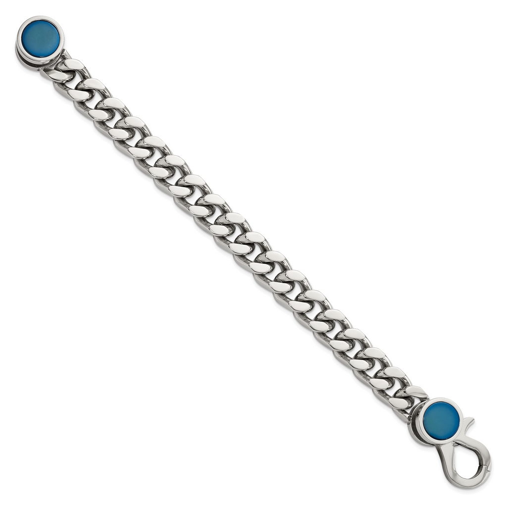 Stainless Steel Polished Blue IP-plated Curb Link Bracelet
