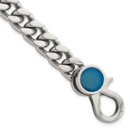 Blue Curb Link Bracelet in Stainless Steel, 8 in - Sophia Jewelers