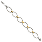 Stainless Steel Polished Yellow IP-plated Open Link Bracelet with Extension for Women