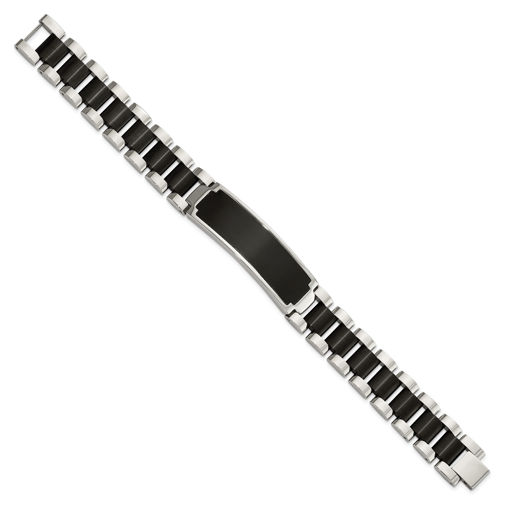 Stainless Steel Brushed and Polished Black IP-plated ID Bracelet for Men