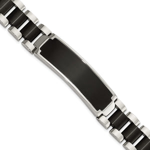Black IP-Plated ID Bracelet in Stainless Steel, 16mm x 8.5in - Sophia Jewelers