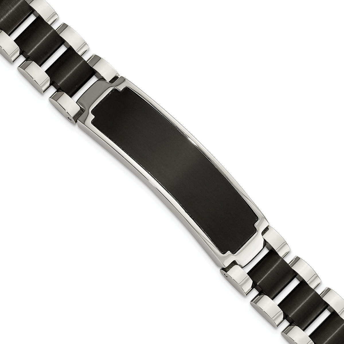 Black IP-Plated ID Bracelet in Stainless Steel, 16mm x 8.5in - Sophia Jewelers