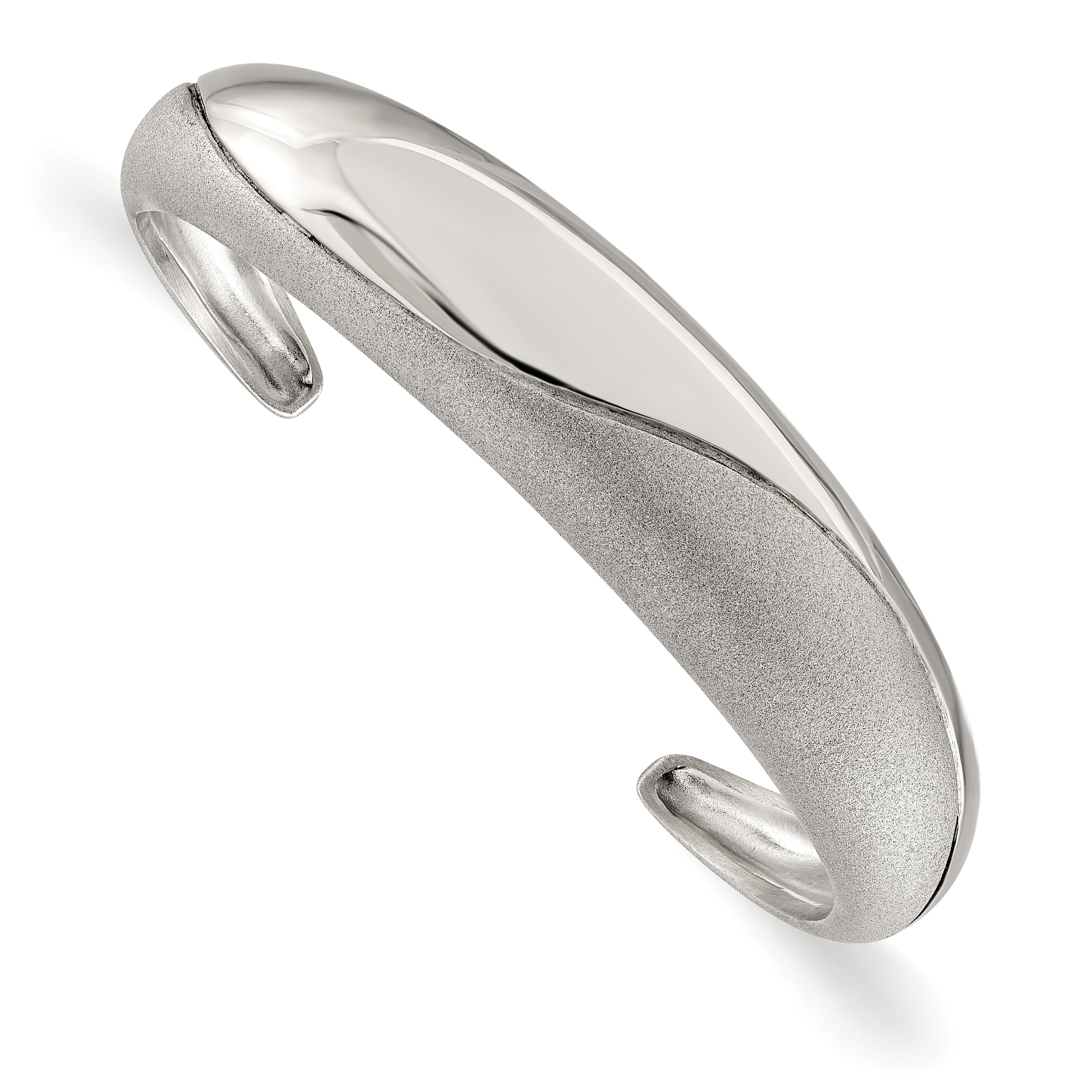Chisel Stainless Steel Polished Laser cut Domed Cuff Bangle