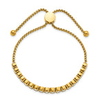 Chisel Stainless Steel Polished Yellow IP-plated with Round CZ Adjustable Bracelet