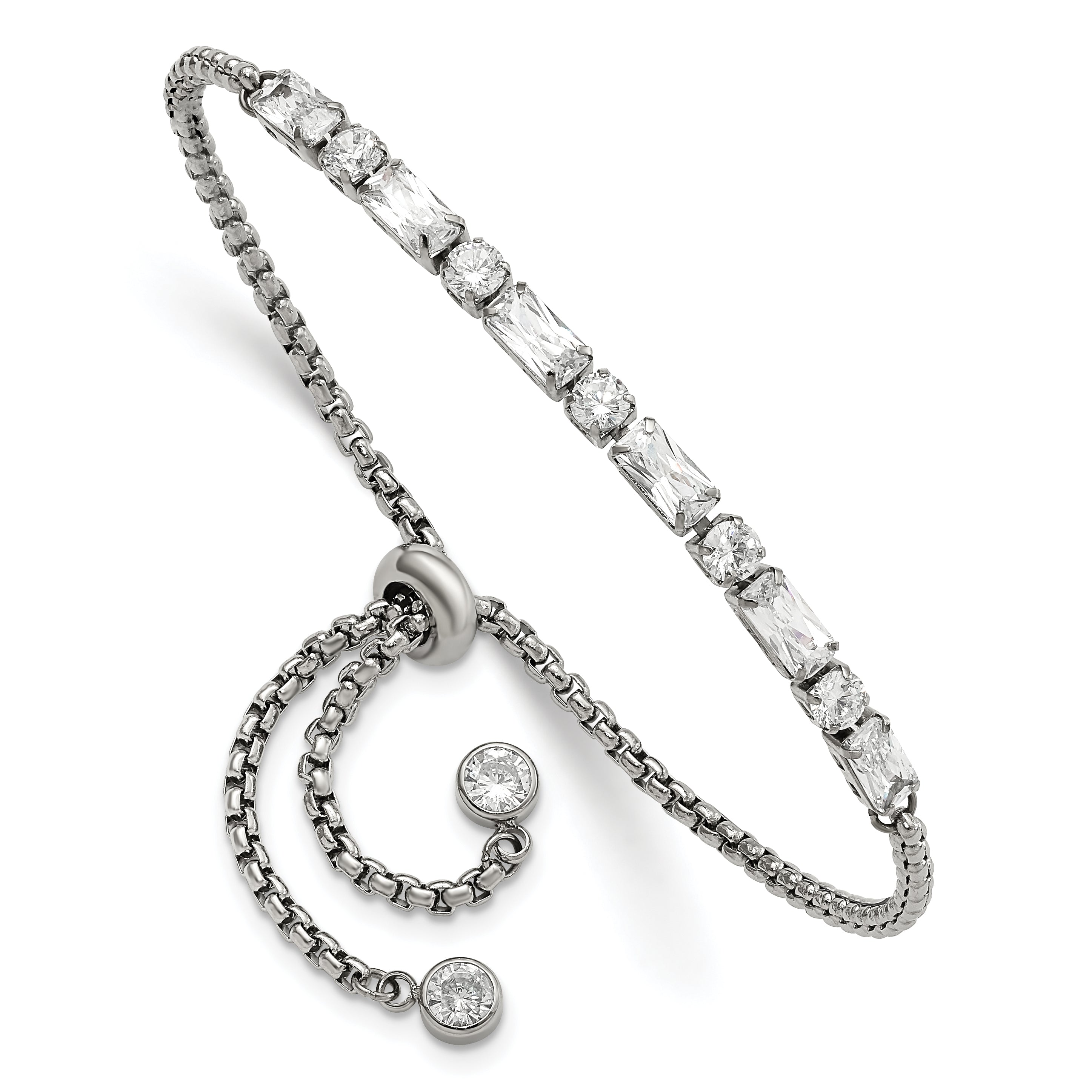 Stainless Steel Polished with Cubic Zirconia Adjustable Bracelet for Women Main image