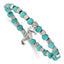 Stainless Steel Polished 6.5mm Seahorse Imitation Turquoise Beaded Stretch Bracelet for Women