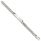 Stainless Steel Polished Curb Link ID Bracelet for Men