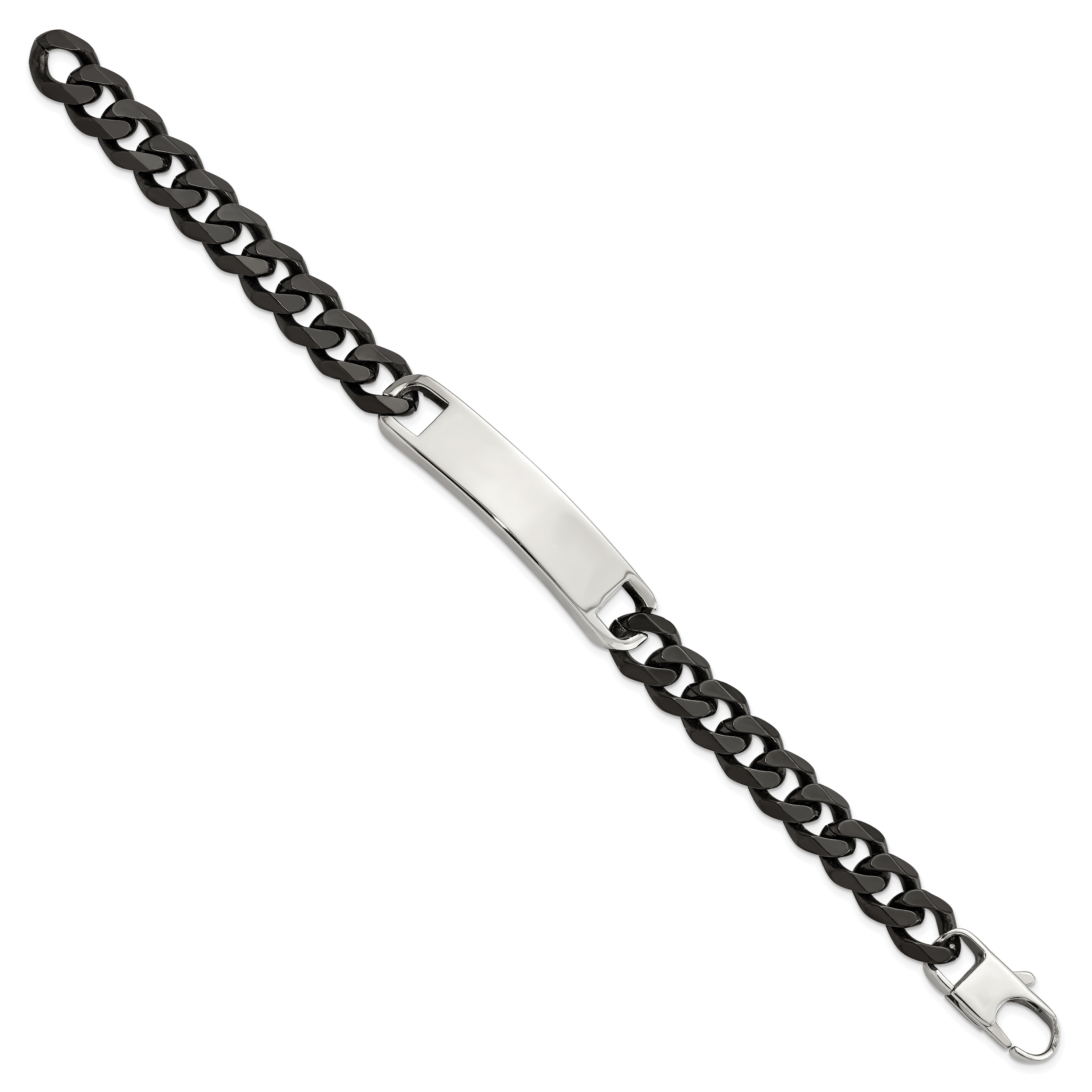 Stainless Steel Polished Black IP-plated Curb Chain ID Bracelet for Men Main image