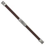 Starburst CZ Leather Bracelet in Bronze Stainless Steel, 10mm, 8 in - Sophia Jewelers