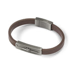 Starburst CZ Leather Bracelet in Bronze Stainless Steel, 10mm, 8 in - Sophia Jewelers