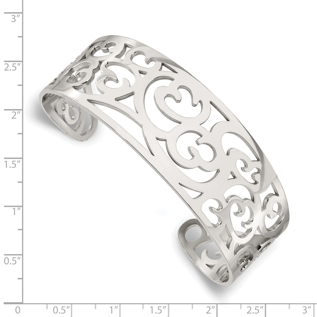 Stainless Steel Polished Fancy Cuff Bracelet for Women