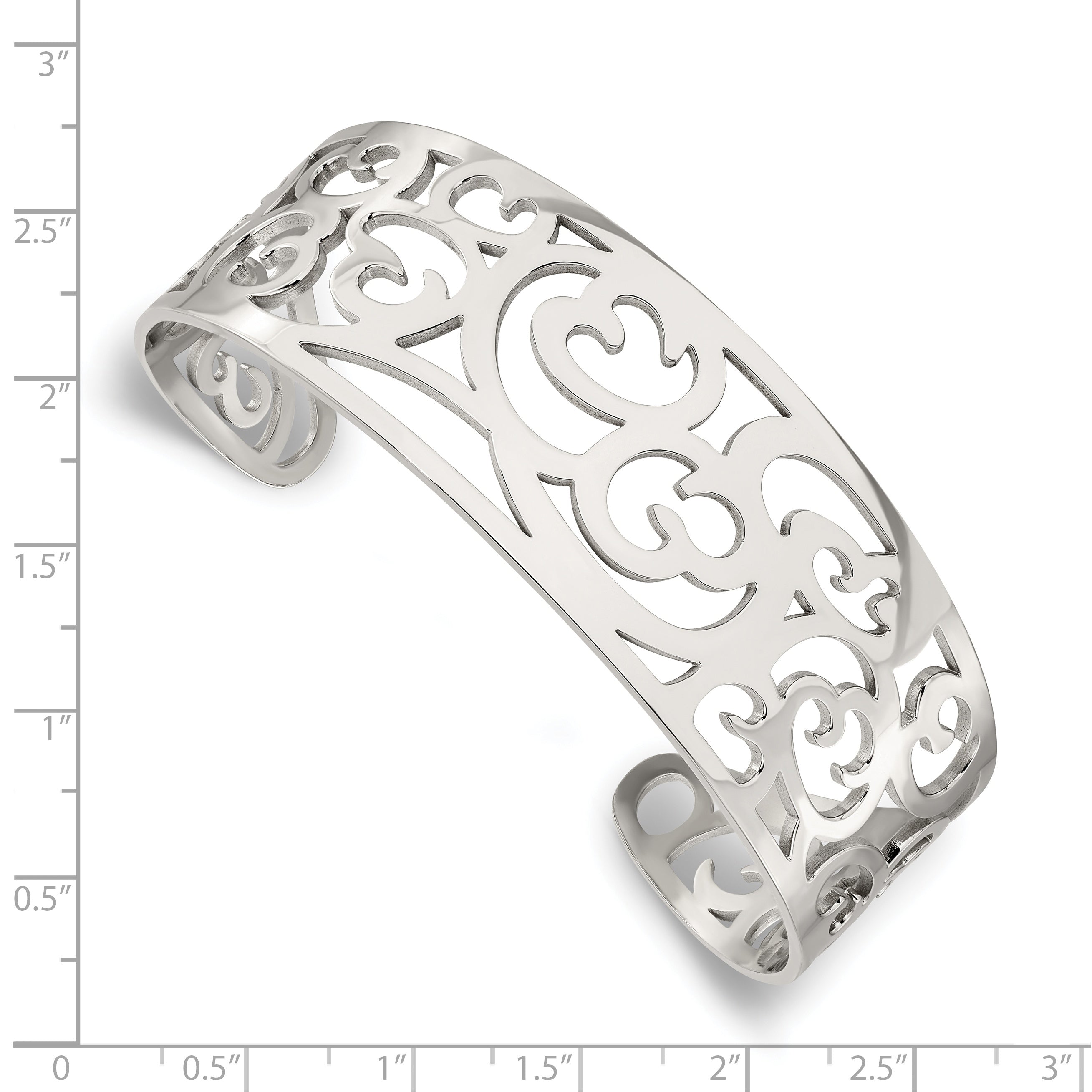 Stainless Steel Polished Fancy Cuff Bracelet for Women