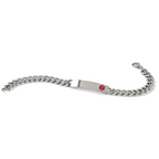 Stainless Steel Polished with Red Enamel Medical ID Curb Chain Bracelet for Men