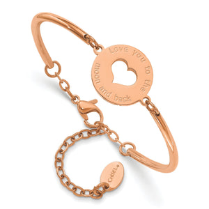 "Love You to the Moon & Back" Bracelet in Rose Stainless, 2.5mm × 6.5" - Sophia Jewelers