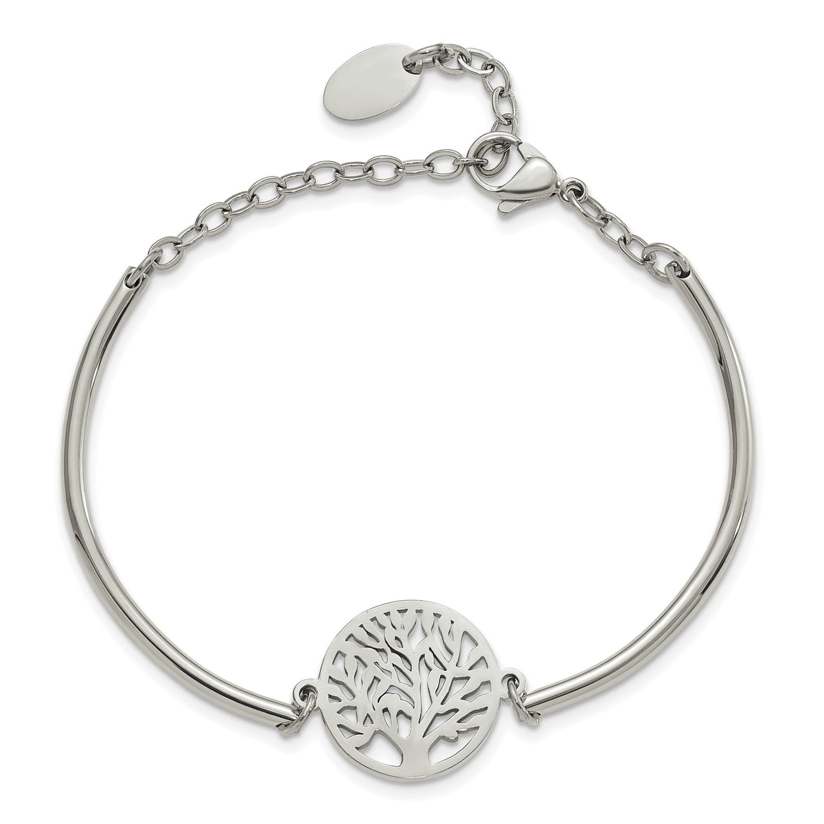 Chisel Stainless Steel Polished Tree with extension Bangle Bracelet for Women - Sophia Jewelers