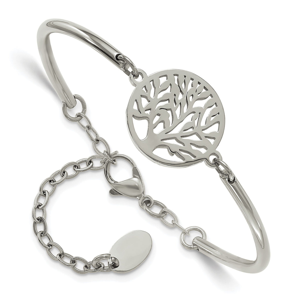 Stainless Steel Polished Tree with extension Bangle Bracelet for Women - Sophia Jewelers Main image