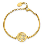 Chisel Stainless Steel Polished Yellow IP-plated Tree Bangle Bracelet with Extension for Women - Sophia Jewelers