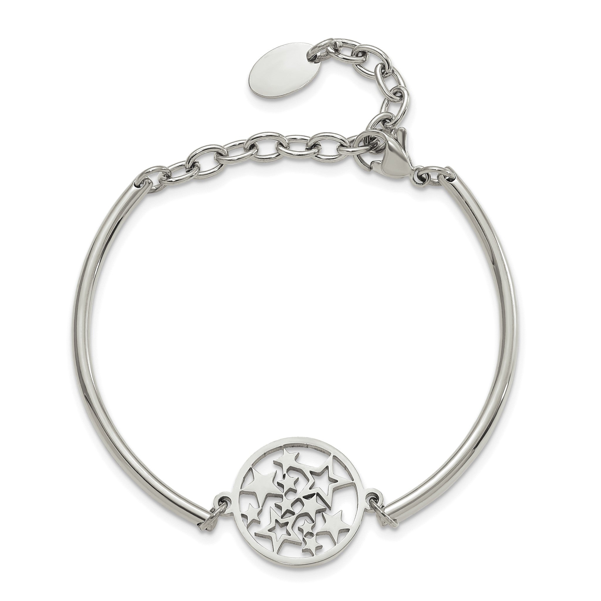 Chisel Stars Bangle Bracelet in Stainless Steel, 2.5mm, 5.5 Inch Secondary image